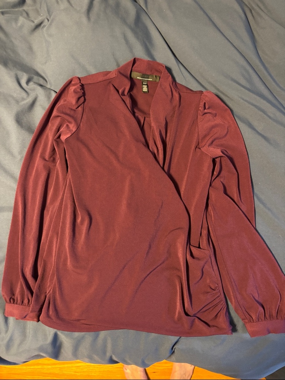White House Black Market Deep Wine Draped Blouse